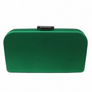 Royal Nightingales 2019 Ny satin Silk Hard Box Clutch och kvällspåsar för kvinnors fest Prom Emerald Red Purple N2MZ#