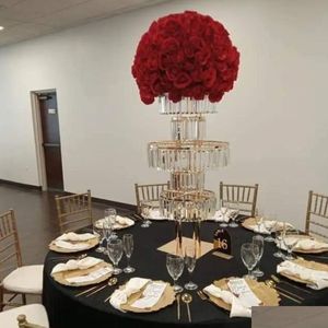 Outros suprimentos para festas de eventos 3pcs 90cm / 120cm fornecedor de fundo redondo acrílico vaso de flores cristal alto trompete peça central floral para gota dhhjr