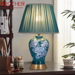 Bordslampor bror modern lampa led kreativ beröring dimbar blå keramik skrivbord ljus för hem vardagsrum sovrum dekor