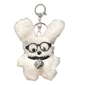 Anahtarlıklar Peluş Gözlükler Köpek Keychain Araba Kerecting Party Hediye Dolgulu Köpekler Beyaz Çanta Kolye Süslemi Kadınlar Kız Teen Dropship