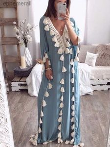 الفساتين المثيرة الحضرية غير الرسمية البوهيمية فضفاضة زبدة طويلة فستان طويل الأكمام شاطئ 2023 الصيف المسلمين المغربي Kaftan Maxi A1384 YQ240330