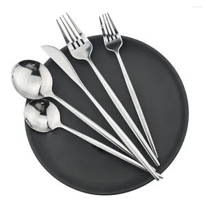 Flatware Sets 24/30/36Pcs Silverware Set Stainless Steel Dinnerware Cutlery Knife Fork Spoon Dinner Silver Home Tableware