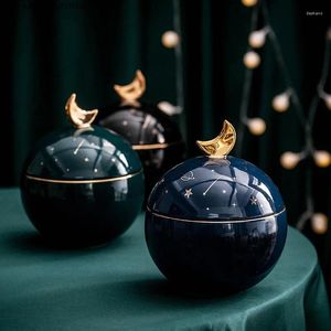 Bottiglie di stoccaggio Ceramica Cielo stellato Luna Serbatoio Accessori per la decorazione della casa Caramelle per la casa Contenitori per barattoli di condimento Contenitori per scatola