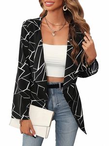 Plus Size Damen Casual Roll Tab Sleeve Open Frt Blazer z2zh#