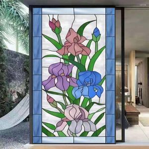 Window Stickers Church Style Privacy Film Flower Mönster Frostad badrumsdörr Tint Sun Blocking Static No Lim Glass Sticker