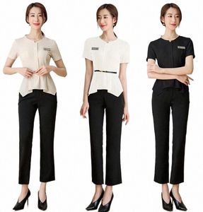 beauty Sal Workwear Women's Dr Set Summer Short Sleeve Hotel Frt Desk Jewelry Store Manager Uniform k2m0#