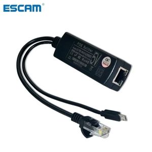 Escam 2,5 kV anti-interference-kraft över Ethernet 48V till 5V 2.4A 12W Active PoE Splitter Micro USB Plug för Raspberry PI CCTV