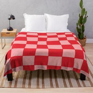 Blankets Hand Drawn Checkerboard Pattern (red/pink) Throw Blanket Beach Weighted Vintage Decorative Beds Sofa Bed