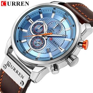 Curren Fashion Quartz Men Watch Top Brand 럭셔리 남성 시계 크로노 그래프 스포츠 남성 손목 손목 시계 날짜 Hodinky repio Masculino C12602