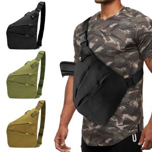 Bolsas escondidas de armazenamento tático Sacos de ombro de coldre de armazenamento masculino Men Bolsa de peito antitheft nylon esportes ao ar livre caça a pistola crossbody saco