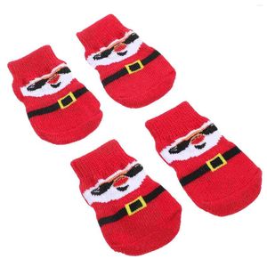 Hundkläder 4 PCS Pet Socks Christmas Stockings Bytesbevisbara skyddare Återanvändbara Polyester Washable Elder