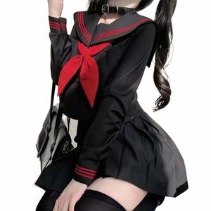 Sailor Basic Mundliform School Costume Girl ustawia granatowe czarne japońskie kobiety Suit Carto S-2xl G881#