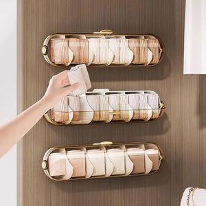 Magnetic Flap Wallmounted Underwear Sock Storage Box Closet Bra Garments Holder Bin Drawer Case Large Cloth Compartment 240319