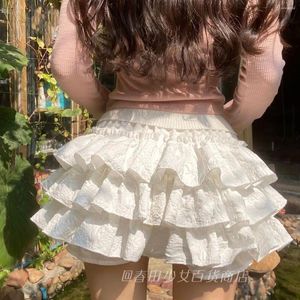 Spódnice lolita kawaii spódnica szorty kobiety letnie ruffy patchwork warstwowy wysoki talia urocza baletkore y2k mini tutu halki