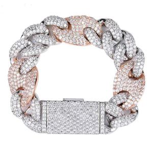 20mm Lock Clasp Link 7-9 tum armband Iced Out Zircon Bling Hip Hop Men smycken gåva Bärade charms armband284i