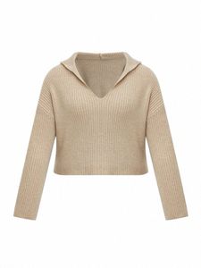 Onelink Solid Khaki Braun V-Ausschnitt Pullover Hoodie Lg Sleeve Plus Größe Frauen Wollpullover Übergröße Kleidung Herbst Winter 2022 Z1SV #