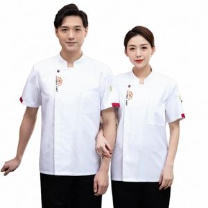 chef Overalls Men's Short Sleeve Hotel Dining Kitchen Thin Breathable Clothes Summer Chef Restaurant Work Wear 88fq#