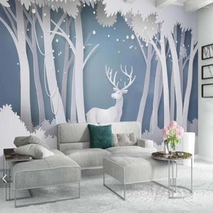 Sfondi 3D Original Nature Forest ELK Stampato Po Murales Rotoli di carta da parati per soggiorno Decorazione della parete di casa Papel De Pared Formato personalizzato