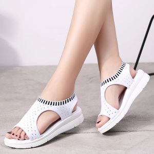 Shoes Wild Elastic Belt Sports Sandals Summer New Women's Shoes Women's Thick Bottom Fish Mouth Mesh Sandals Drop Shipping