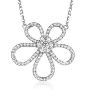 Designer Brand Van Big Flower Necklace Silver Plated 18k Gold Diamond Sunflower Pendant Full of Hollow Female Non Fading