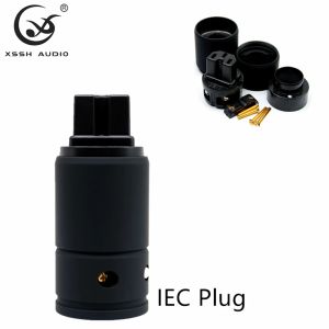 Elektrik Konnektörü XSSH Audio Siyah Metal Kabuk Altın Kaplamalı Saf Bakır Erkek 3 Pim Bize AB IEC AC Power Jack Fişleri