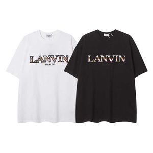 Langfans Lanvin Productシンプルな重工業刺繍cheng yis同じ半袖Tシャツ