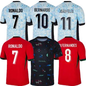 24 25 Portekizli Futbol Formaları Fernandes Ronaldo Portekiz Euro Kupası 2024 Erkekler XXXL 4XL Kids Kit B.Fernandes Joao Felix Pepe Bermardo Futbol Gömlek