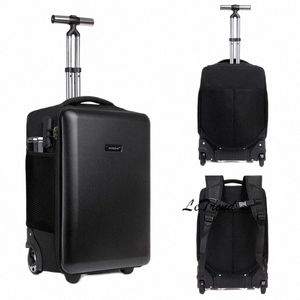 19 Inch Large Capacity Hard Shell Busin Trolley Travel Suitcase Double Shoulder Backpack Multi-functi Boarding Bag 85m5#