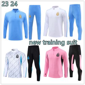 2023 2024 Nya 3 stjärnor Argentina Men Kids Tracksuit Jacket Soccer Training Suit World Football Cup Maradona Di Maria Men Kit Tracksuit Set Long Zip Survetement