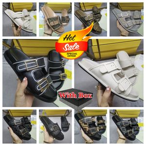 2024 Metallic Slide Sandals Designer Men Women Black White Slippers Shoes Summer Sandal Fashion Wide Flat Flip Slipper For Low Heel with box size 36-47