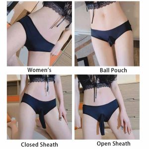 Sissy Hollow Out Briefs Penis Pouch Underwear Male Transparent Panties See Through Lace Briefs Soft Comfortable Underpants