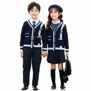 Grundskolekläderuppsättning, dagisuniform, vårens höstskola uniform, brittisk stilskjorta Set Studentkläder C5L6#