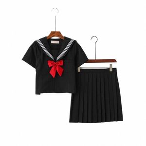 Japon tarzı S-2XL Öğrenci Kız Okul Üniformaları Kızlar Donanma Kostüm Kadın Seksi Donanma JK Takım Denizci Bluz Pileli Etek Q6GJ#