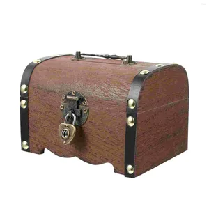 Present Wrap Vintage Treasure Box Home Decor Wood Storage Piggy Bank Organizer Dekorativ trästam med lås