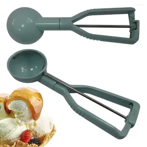 Baking Moulds Stainless Steel Ice Cream Scoop Creative Green Durable Dessert Spoon Easy To Clean Reboundable Plastic Cookie Home