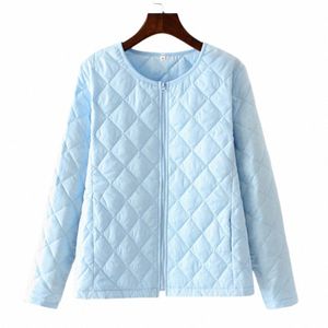 plus Size Short Parkas Women Clothing Autumn Winter Warm Argyle Zipper Padded Coats Fi Slim O-Neck Thin Quilted Jacket 97H2#