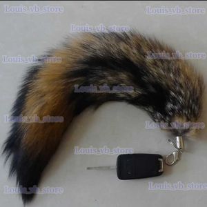 Keychains Lanyards Womens Bag Charm Tail Nyckelring Long Fox Fur Tail Handväska Pavilion Pendant Tillbehör Bag Nyckelring Päls Charm T240330