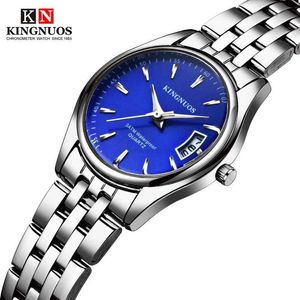 Jinnuoshi Women Waterproof Waterproof Steel Belt Watch Nie mechaniczny kwarcowy zegarek kalendarzowy Para Kalendarz