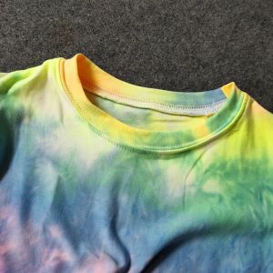 Gradient fluorescerande tryckt barns t-shirt sommar kortärmad barn baby flickor toppar tees pojkekläder unisex