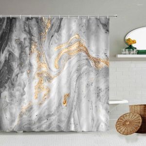 Shower Curtains Abstract Grey Black Marble Gold Geometric Creative Design Modern Home Decor Bathroom Bath Curtain Set With Hooks