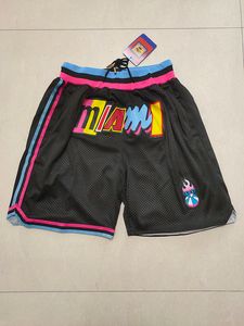 Mens''Miami'''Heat''''Authentic Shorts Basketbol Retro Mesh Eşyalı Sıradan Atletizm Salonu Takımı Şort 08