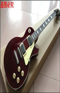Yeni Standart LP Özel Dükkan Şarap Kırmızı Elektrikli Gitar Tiger Flame Standart Katı Maun Vücut Gerçek PO Şovları4049651