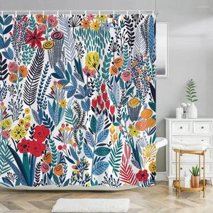 Shower Curtains Colorful Floral Curtain Flower Pretty Blue Bright Bohemian Boho Bathroom Decor