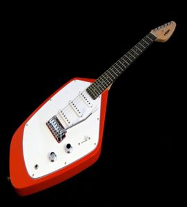 Personalizado 6 cordas VOX Mark V Teardrop Phantom corpo sólido vermelho guitarra elétrica 3 captadores de bobina única Tremolo Tailpiece Vintage Whit7639247
