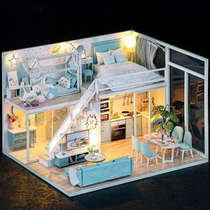 Baby House Mini DIY Kit for Making Room Toys Home Bedroom Decoration with Furniture Wooden Crafts 3D Puzzle Girls Birthday 240321