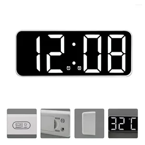 Relógios de mesa Relógio Alarme Led Espelho Digital Quarto Mesa Viagem Noite Temperatura Eletrônica Ao lado da Tela de Superfície do Calendário
