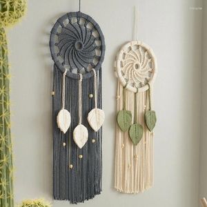 Arazzi Acchiappasogni Boho Decorazione da parete Catcher Macrame Appeso con 3 foglie intrecciate Nappe Decorazione della casa