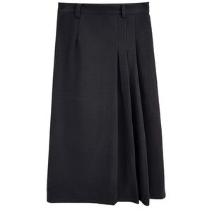 Autumn And Winter 100KG Fashion Pleated Woolen Skirt Plus Size Womens Black Aline 1942 240328