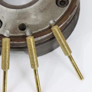 6 PCSゴールドシルバーダイヤモンドコーティング円筒形のバリ4-5.5mmチェーンソーシャープナーストーンファイルチェーンソーメタルカービンググラインダーツール