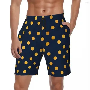 Men's Shorts Gold Dot Print Board Summer Polka Dots Sports Fitness Beach Quick Dry Y2K Funny Design Oversize Swim Trunks